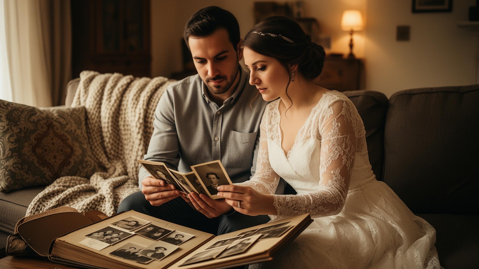 Eftertänksamt par samtalar om gästlista och relationer hemma
